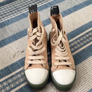 Zara Tan and White High-Top Sneakers